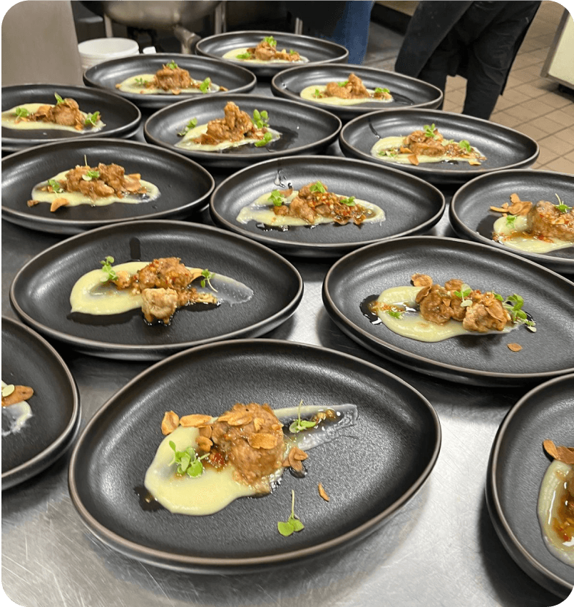 Plated courses ready to be served